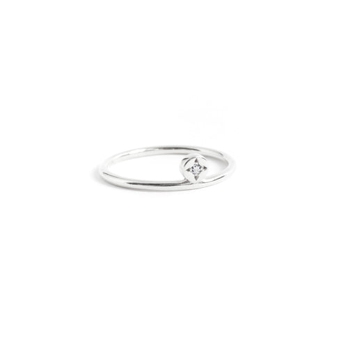 Moonstone Dot Ring in Silver